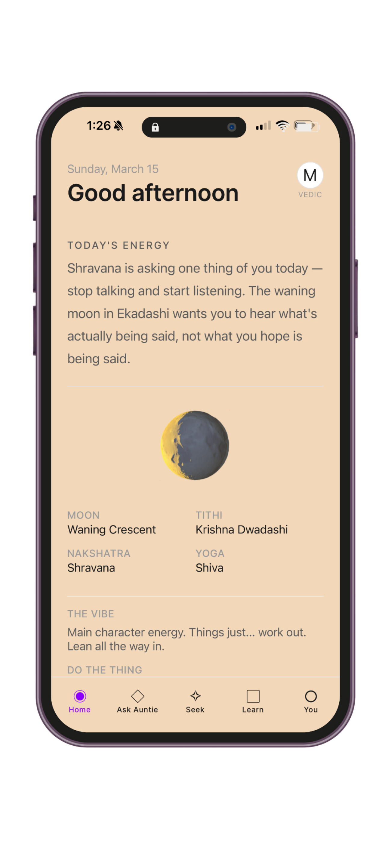 Auntie daily reading screen